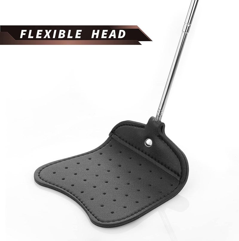 Foxany Leather Fly Swatter, Telescopic Fly Swatters Heavy Duty Set, Flexible Manual Flyswatters Pack, Extendable Swatter with Long Metal Handle for Indoor Outdoor, 2 Pack - Image 3
